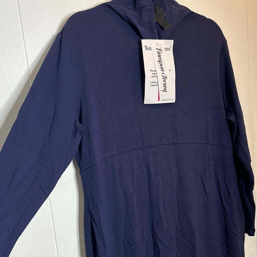 Women with Control Elegant Long Sleeve Blue Dress - Picture 7 of 11